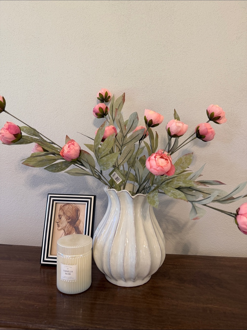 (4) NWT Dried Coral Peony Stems by Ashland